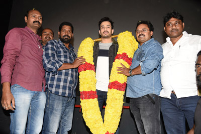 Mr. Majnu Movie Team At Theatres in Vijayawada