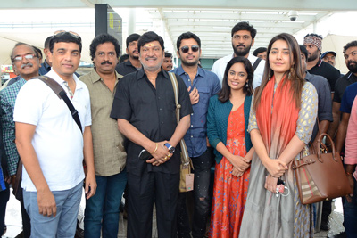 Srinivasa Kalyanam Movie Team in Dwaraka Tirumala