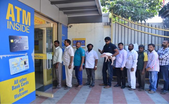 Ravibabu with his piglet at ATM